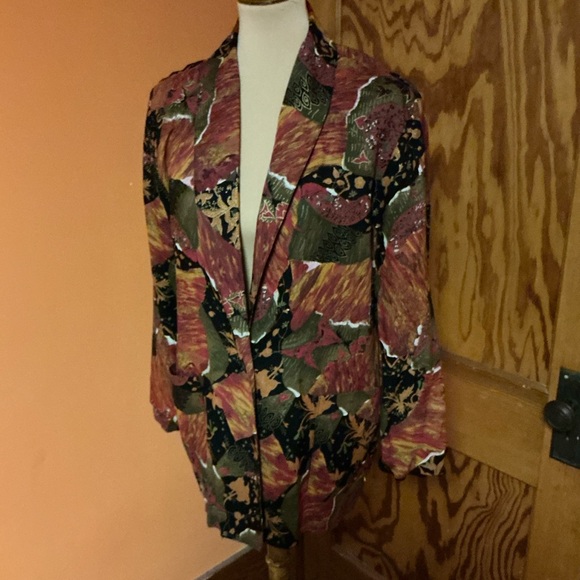 Vintage Art Print Pattern Blazer Women’s Statement Jacket - Picture 8 of 10